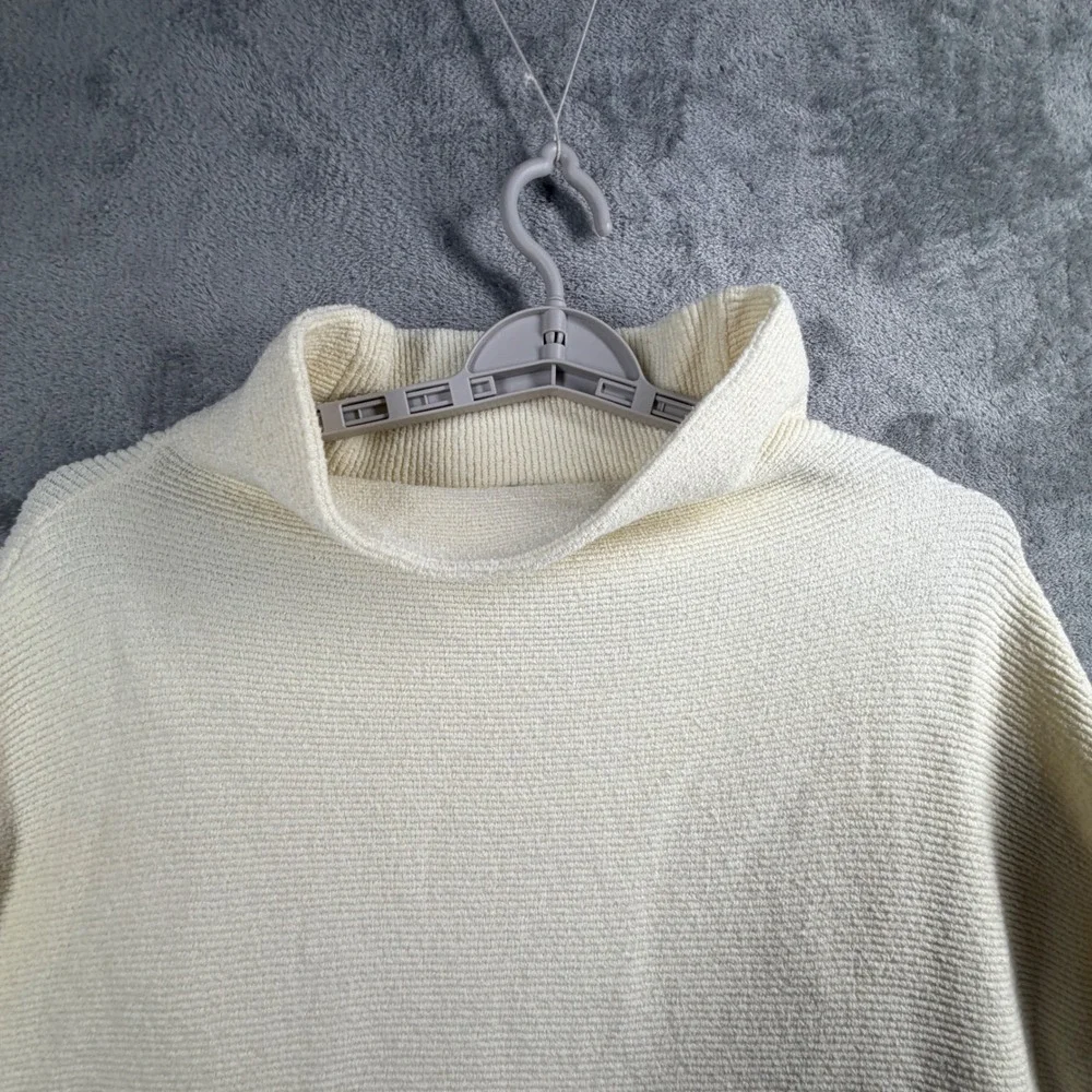 Free People Ottoman Slouchy Tunic Sweater‎ XS Ivory Ribbed Mock Neck Pullover